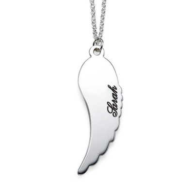 Set of Two Sterling Silver Angel Wings Necklace - Name My Jewelry ™