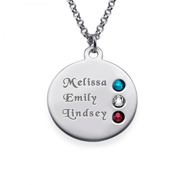 Silver Birthstone Necklace for Mum Inscriptions (1-3)  - Name My Jewelry ™