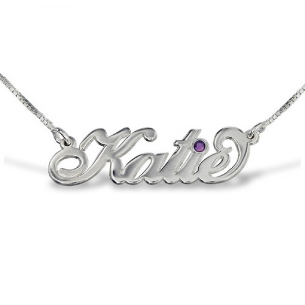Silver "Carrie" Style Swarovski Name Necklace - Name My Jewelry ™
