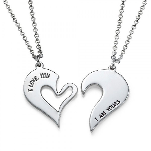 Silver Couples Breakable Heart Necklace - Name My Jewelry ™