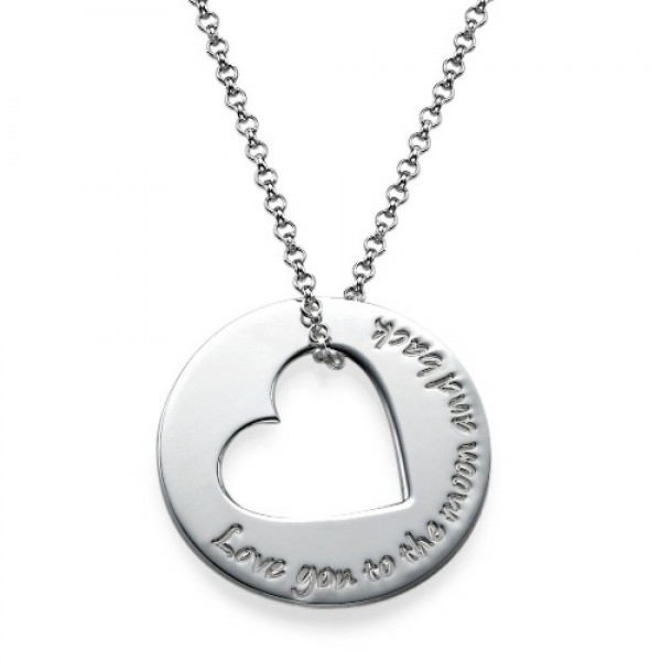 Silver Engraved Necklace with Heart Cut Out - Name My Jewelry ™