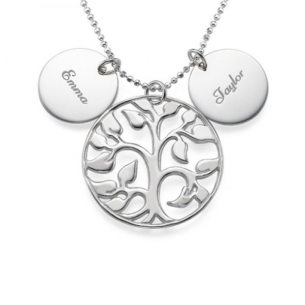 Engraved Disc Cut Out Family Tree Necklace - Name My Jewelry ™