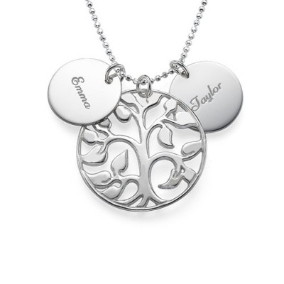 Engraved Disc Cut Out Family Tree Necklace - Name My Jewelry ™