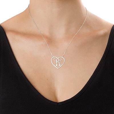 Silver Heart Initials Necklace - Name My Jewelry ™
