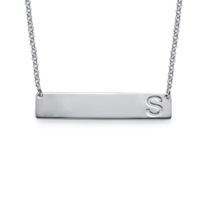 Silver Horizontal Initial Bar Necklace - Name My Jewelry ™