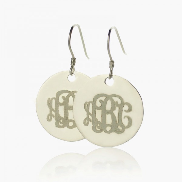 Disc Signet Monogrammed Earrings Sterling Silver - Name My Jewelry ™