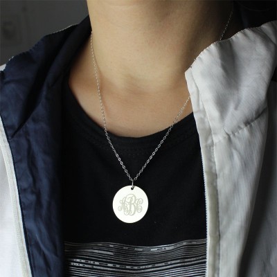 Engraved Disc Monogram Necklace Sterling Silver - Name My Jewelry ™
