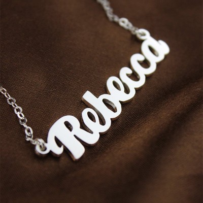 personalized Sterling Silver Puff Font Namplate Necklace - Name My Jewelry ™