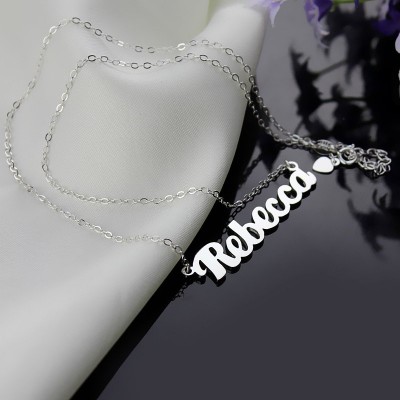 personalized Sterling Silver Puff Font Namplate Necklace - Name My Jewelry ™