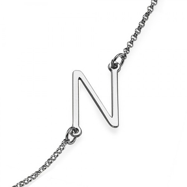 Silver Side Initial Necklace - Name My Jewelry ™