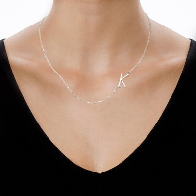 Silver Side Initial Necklace - Name My Jewelry ™