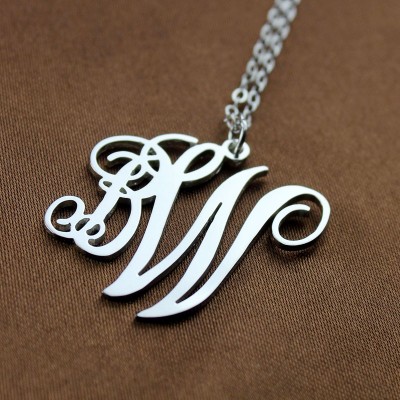 personalized 2 Initial Monogram Necklace Sterling Silver - Name My Jewelry ™