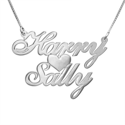 Silver Two Names  Heart Love Necklace - Name My Jewelry ™
