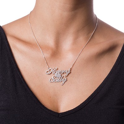 Silver Two Names  Heart Love Necklace - Name My Jewelry ™
