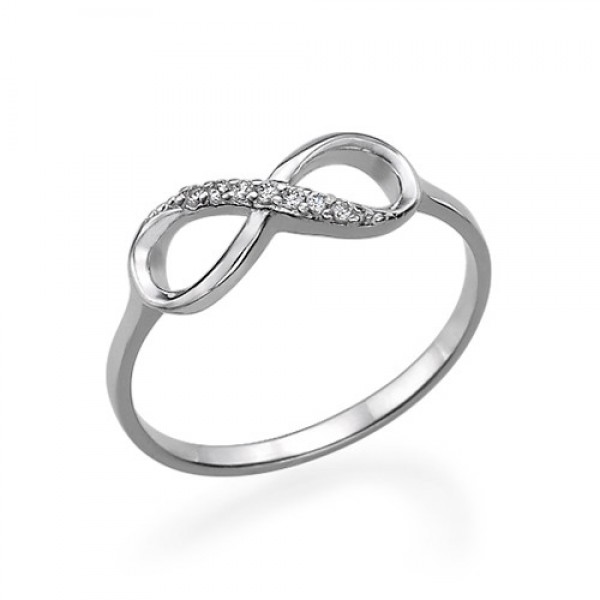 Sterling Silver Cubic Zirconia Infinity Ring - Name My Jewelry ™