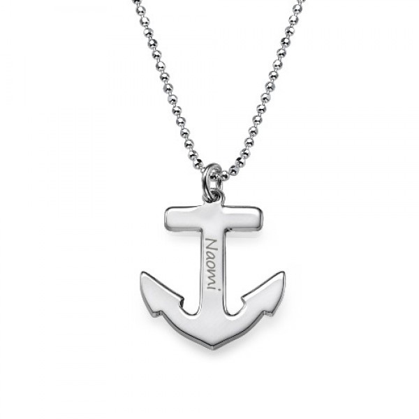 Sterling Silver Engraved Anchor Necklace - Name My Jewelry ™