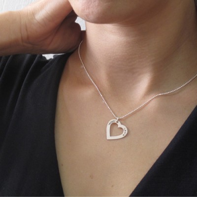 Sterling Silver Engraved Heart Necklace-One Pendant/Two Pendants/More Pendants - Name My Jewelry ™