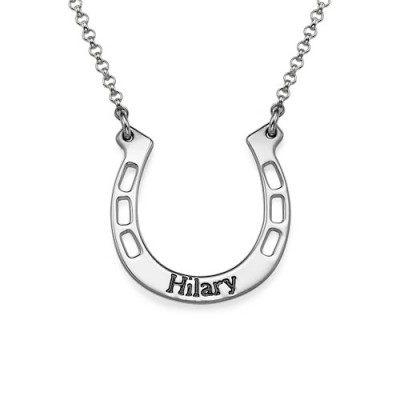 Sterling Silver Engraved Horseshoe Necklace - Name My Jewelry ™