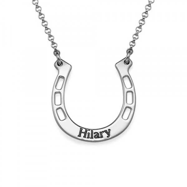 Sterling Silver Engraved Horseshoe Necklace - Name My Jewelry ™