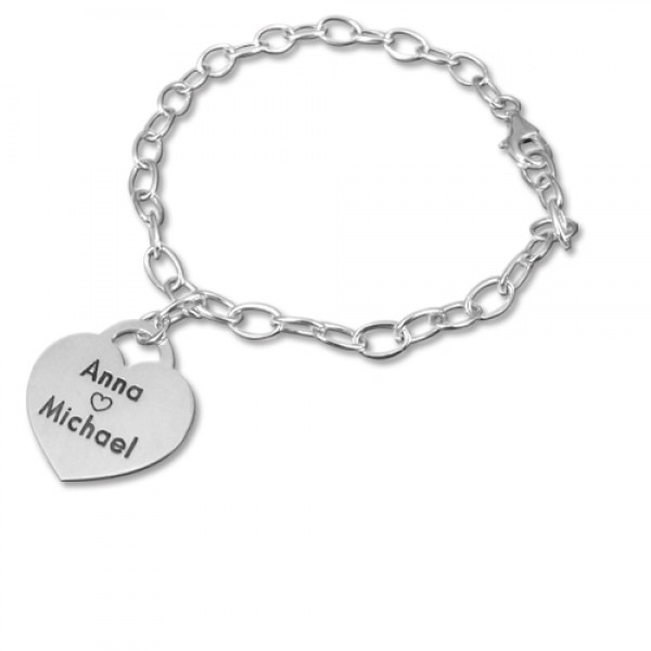 Sterling Silver Heart Charm Bracelet/Anklet - Name My Jewelry ™