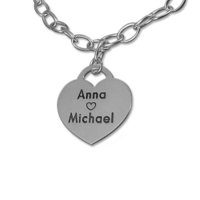 Sterling Silver Heart Charm Bracelet/Anklet - Name My Jewelry ™