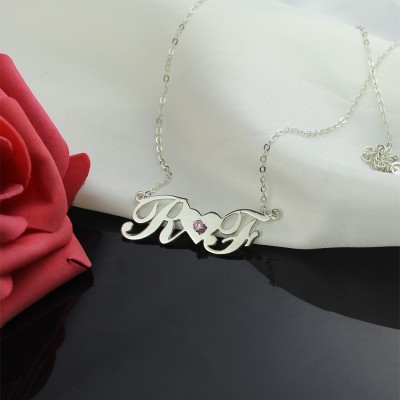 Sterling Silver Double initials Necklace - Name My Jewelry ™
