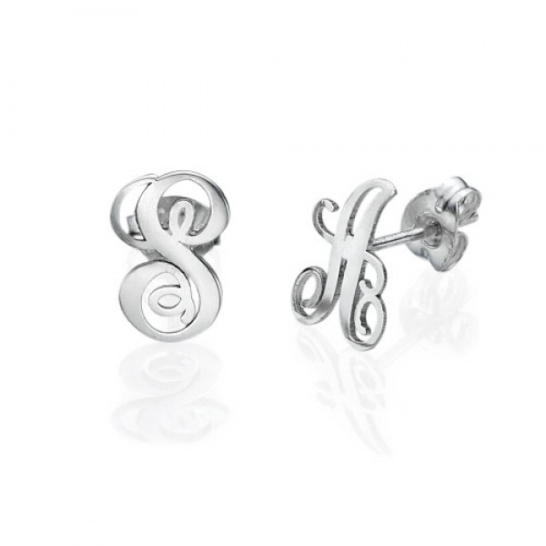 Sterling Silver Initial Stud Earrings - Name My Jewelry ™