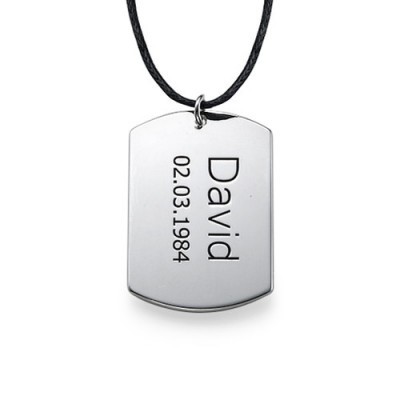 Sterling Silver Men's "Dog Tag" Necklace - Name My Jewelry ™