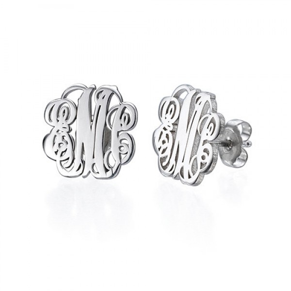 Sterling Silver Monogram Stud Earrings - Name My Jewelry ™