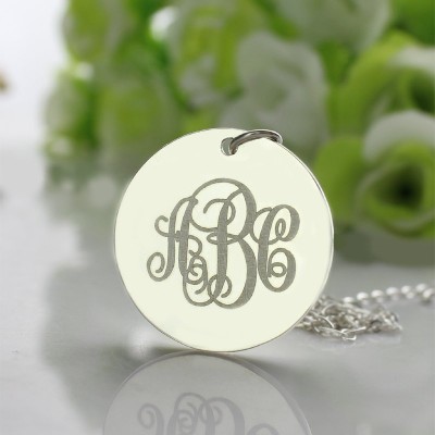 Engraved Disc Monogram Necklace Sterling Silver - Name My Jewelry ™