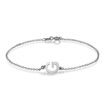 Sterling Silver Sideways Initial Bracelet/Anklet - Name My Jewelry ™