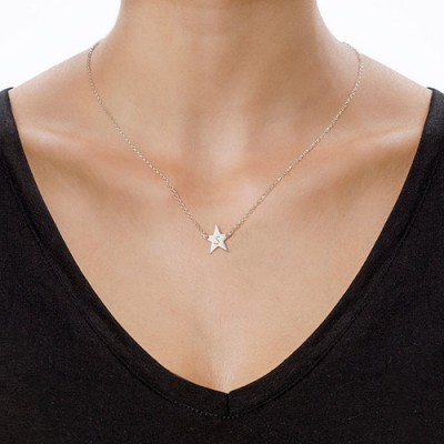 Sterling Silver Star Initial Necklace - Name My Jewelry ™