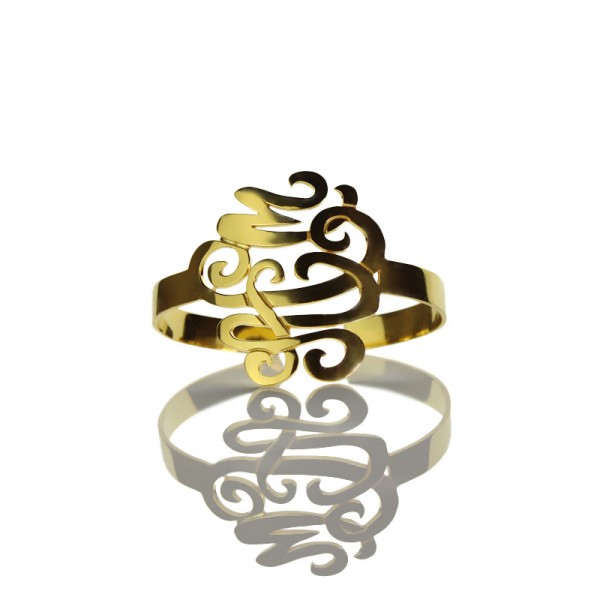 Monogram Cuff Bracelet Hand Write 18ct Gold Plated - Name My Jewelry ™