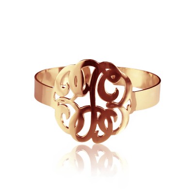 Hand Drawing Monogram Initial Bracelet 1.6 Inch 18ct Rose Gold Plated - Name My Jewelry ™