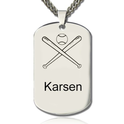 Baseball Dog Tag Name Necklace - Name My Jewelry ™
