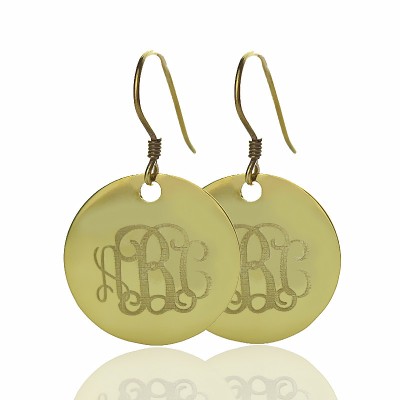 Solid 18ct Gold Circle Signet Monogram Earring - Name My Jewelry ™
