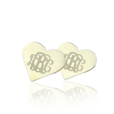 Heart Monogram Stud Earrings Sterling Silver - Name My Jewelry ™