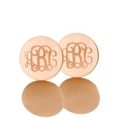 Circle Monogram 3 Initial Earrings Name Earrings Solid 18ct Rose Gold - Name My Jewelry ™