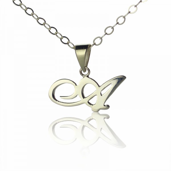 personalized Madonna Style Initial Necklace Solid White Gold - Name My Jewelry ™
