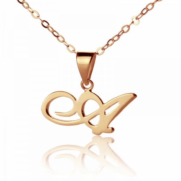 personalized Madonna Style Initial Necklace 18ct Solid Rose Gold - Name My Jewelry ™