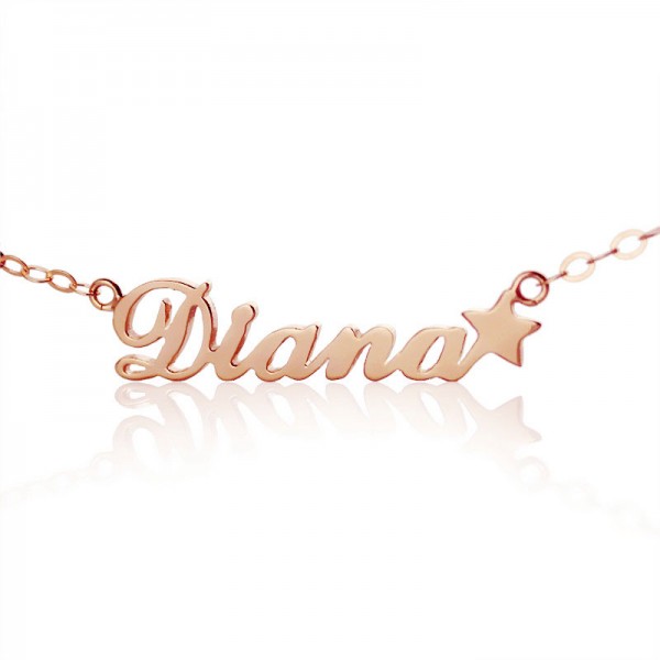 18ct Rose Gold Plated Carrie Style Name Necklace With Star - Name My Jewelry ™