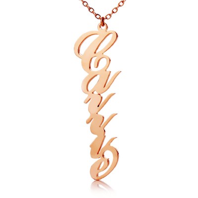 Solid Rose Gold personalized Vertical Carrie Style Name Necklace - Name My Jewelry ™