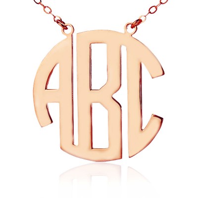 Solid Rose Gold Initial Block Monogram Pendant Necklace - Name My Jewelry ™
