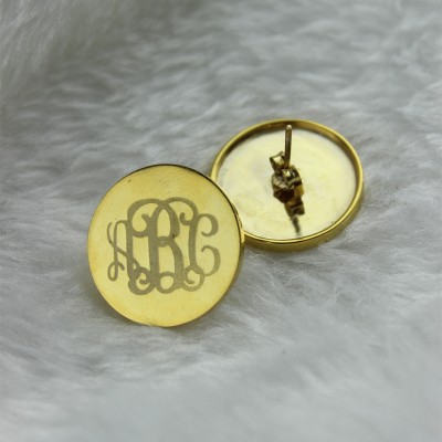 Circle Monogram 3 Initial Earrings Name Earrings 18ct Gold Plated - Name My Jewelry ™