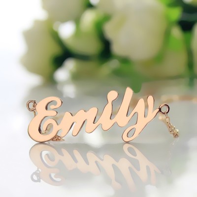 Cursive Script Name Necklace 18ct Solid Rose Gold - Name My Jewelry ™