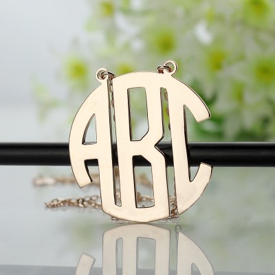 Solid Rose Gold Initial Block Monogram Pendant Necklace - Name My Jewelry ™