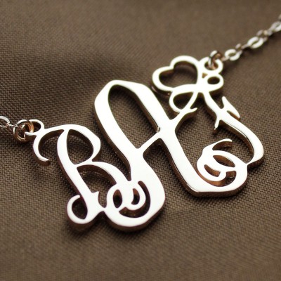 personalized Initial Monogram Necklace 18ct Solid Rose Gold With Heart - Name My Jewelry ™