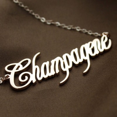 Solid Rose Gold personalized Champagne Font Name Necklace - Name My Jewelry ™