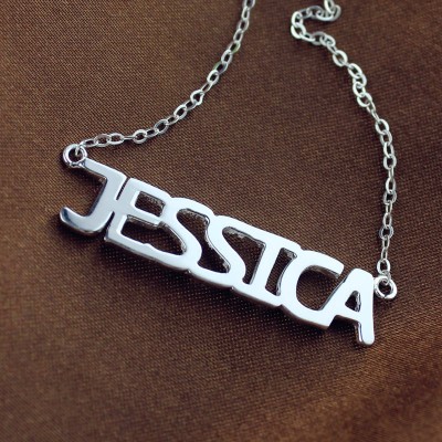 Solid White Gold Plated Jessica Style Name Necklace - Name My Jewelry ™