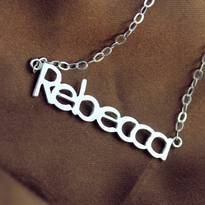 Solid White Gold Rebecca Style Name Necklace - Name My Jewelry ™